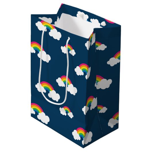 Sac cadeau moyen arc-en-ciel (Devant Angle)