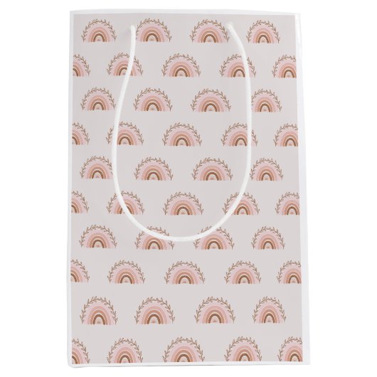 Sac Cadeau Moyen Arc-en-ciel Boho en terre cuite, papier d'envelopp (Devant)