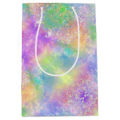 Sac Cadeau Moyen Arc-en-ciel pailleté d'opale (Devant)