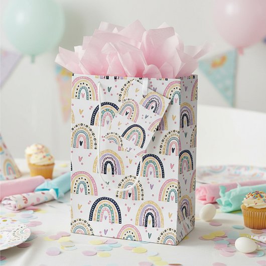 Sac Cadeau Moyen Arcs-en-ciel pastel mignons
