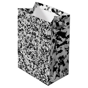 Sac Cadeau Moyen Arctique Blanc Gris Noir Camo Camouflage Fête
