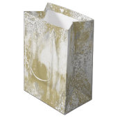 Sac Cadeau Moyen Argent et or frissonnés (Devant Angle)