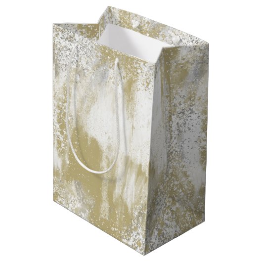 Sac Cadeau Moyen Argent et or frissonnés (Dos Angle)