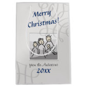 Sac Cadeau Moyen Argent personnel de salutation de Joyeux Noël de (Devant)