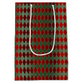 Sac Cadeau Moyen Arlequin vert rouge Noël (Dos)