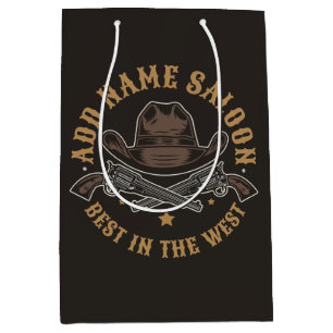 Sac Cadeau Moyen Armes de cow-boy antiques AJOUTER NOM Vieux Saloon
