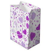 Sac Cadeau Moyen Arrière - plan blanc de coeur pourpre (Devant Angle)