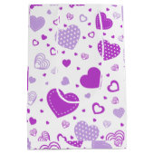 Sac Cadeau Moyen Arrière - plan blanc de coeur pourpre (Dos)