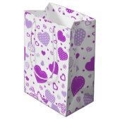 Sac Cadeau Moyen Arrière - plan blanc de coeur pourpre (Dos Angle)