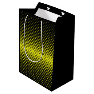 Sac Cadeau Moyen Arrière - plan demi-ton de Polka noir jaune