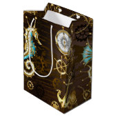 Sac Cadeau Moyen Arrière - plan en bois avec cheval de mer mécaniqu (Dos Angle)