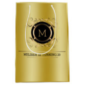 Sac Cadeau Moyen Arrière - plan Or avec cadre Or et Noir (Devant)