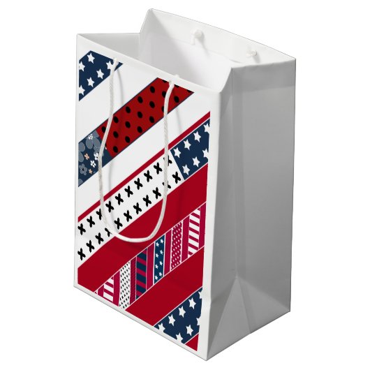 Sac Cadeau Moyen Arrière - plan patriotique national bleu rouge ble (Dos Angle)
