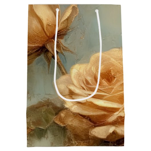 Sac Cadeau Moyen Arrose Florale de Roses Péches Romantiques pour un (Dos)