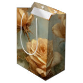 Sac Cadeau Moyen Arrose Florale de Roses Péches Romantiques pour un (Dos Angle)