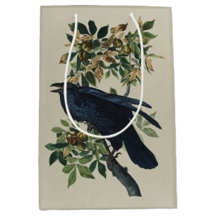 Sac Cadeau Moyen Art de la nature de l'oiseau corbeau Audubon vinta