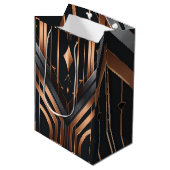 Sac Cadeau Moyen Art Deco Copper & Silver Geometric Design (Devant Angle)