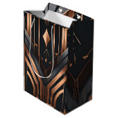 Sac Cadeau Moyen Art Deco Copper & Silver Geometric Design (Dos Angle)