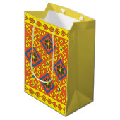Sac Cadeau Moyen Art folklorique letton orange d'Alsunga (Devant Angle)
