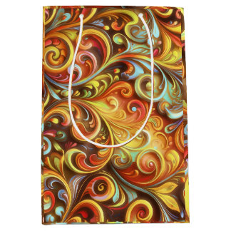 Sac Cadeau Moyen Art Nouveau : des volutes baroques rayonnantes