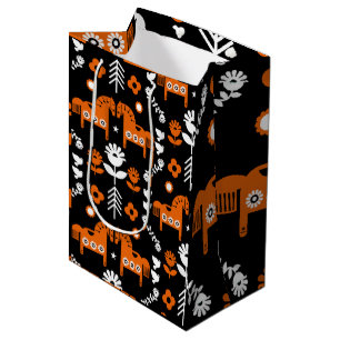 Sac Cadeau Moyen Art populaire de cheval scandinave