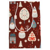 Sac Cadeau Moyen Art populaire scandinave avec génomes de Noël (Devant)