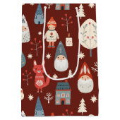 Sac Cadeau Moyen Art populaire scandinave avec génomes de Noël (Dos)