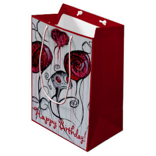 Sac Cadeau Moyen Art rose rouge de bonbon à amusement de Goth de