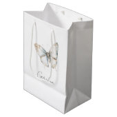 Sac Cadeau Moyen Assez Papillon Blanc Fête de Mariage (Devant Angle)