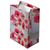 Sac Cadeau Moyen Assiette en papier motif fleur de coquelicot rouge (Devant Angle)