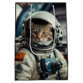 Sac Cadeau Moyen Astronaute de chat gris dans l'espace (Dos)