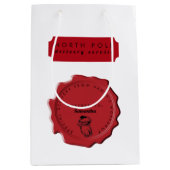 Sac Cadeau Moyen Atelier père Noël Nom personnalisé Timbre de Noël (Devant)