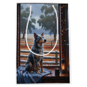 Sac Cadeau Moyen Australian Cattle With Christmas Lights Holiday (Devant)