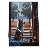 Sac Cadeau Moyen Australian Cattle With Christmas Lights Holiday (Dos)