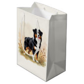 Sac Cadeau Moyen Australian Shepherd Black Tricolor Aussie Dog (Dos Angle)