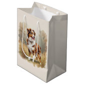 Sac Cadeau Moyen Australian Shepherd Dog Red Merle Aussie (Devant Angle)