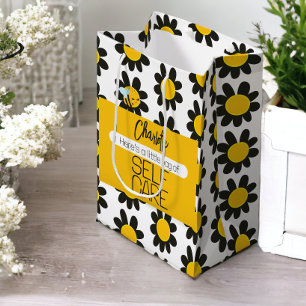 Sac Cadeau Moyen Auto-soins personnalisés Fleurs Jaunes Noires