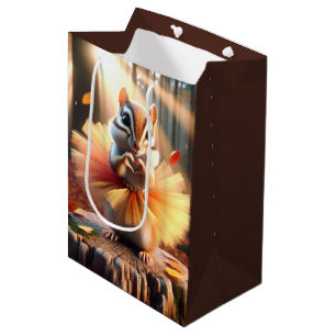 Sac Cadeau Moyen Automne Anniversaire Chipmunk portant un Tutu