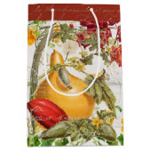 Sac Cadeau Moyen Automne Feuilles Fleur sauvage Citrouille Rustique (Devant)