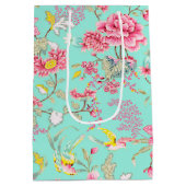 Sac cadeau moyen aux fleurs roses et aux colibris (Dos)