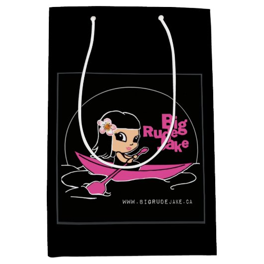 Sac cadeau moyen avec logo de canoë rose BRJ (Devant)