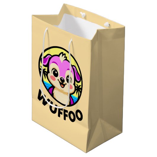 Sac Cadeau Moyen Aventures Wuffoo logo d'animation de chiot mignon  (Devant Angle)