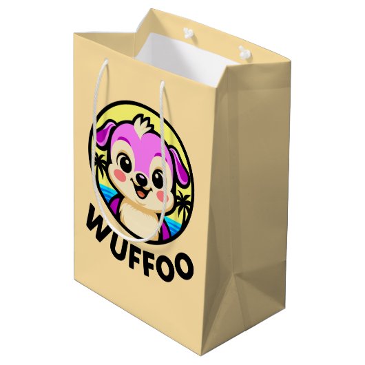 Sac Cadeau Moyen Aventures Wuffoo logo d'animation de chiot mignon  (Dos Angle)