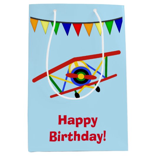 Sac Cadeau Moyen Avion mignon personnalisé (Devant)