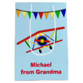 Sac Cadeau Moyen Avion mignon personnalisé (Dos)