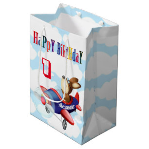 Sac Cadeau Moyen Avion volant de chiens Anniversaire des garçons