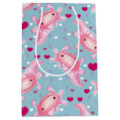 Sac Cadeau Moyen Axolotl Love rose (Devant)