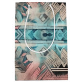 Sac Cadeau Moyen Aztec Sud-Ouest Pastel Rose Et Bleu (Devant)