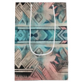 Sac Cadeau Moyen Aztec Sud-Ouest Pastel Rose Et Bleu (Dos)