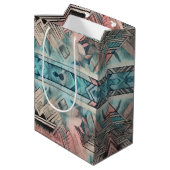 Sac Cadeau Moyen Aztec Sud-Ouest Pastel Rose Et Bleu (Dos Angle)